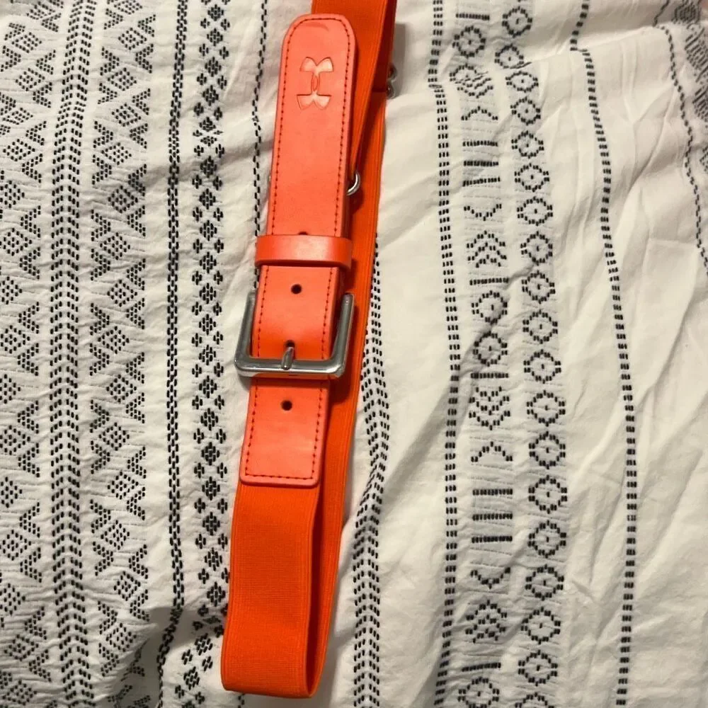 Girls Softball Belt Bundle – Under Armour Orange Elastic Belt & Navy Blue Stretc